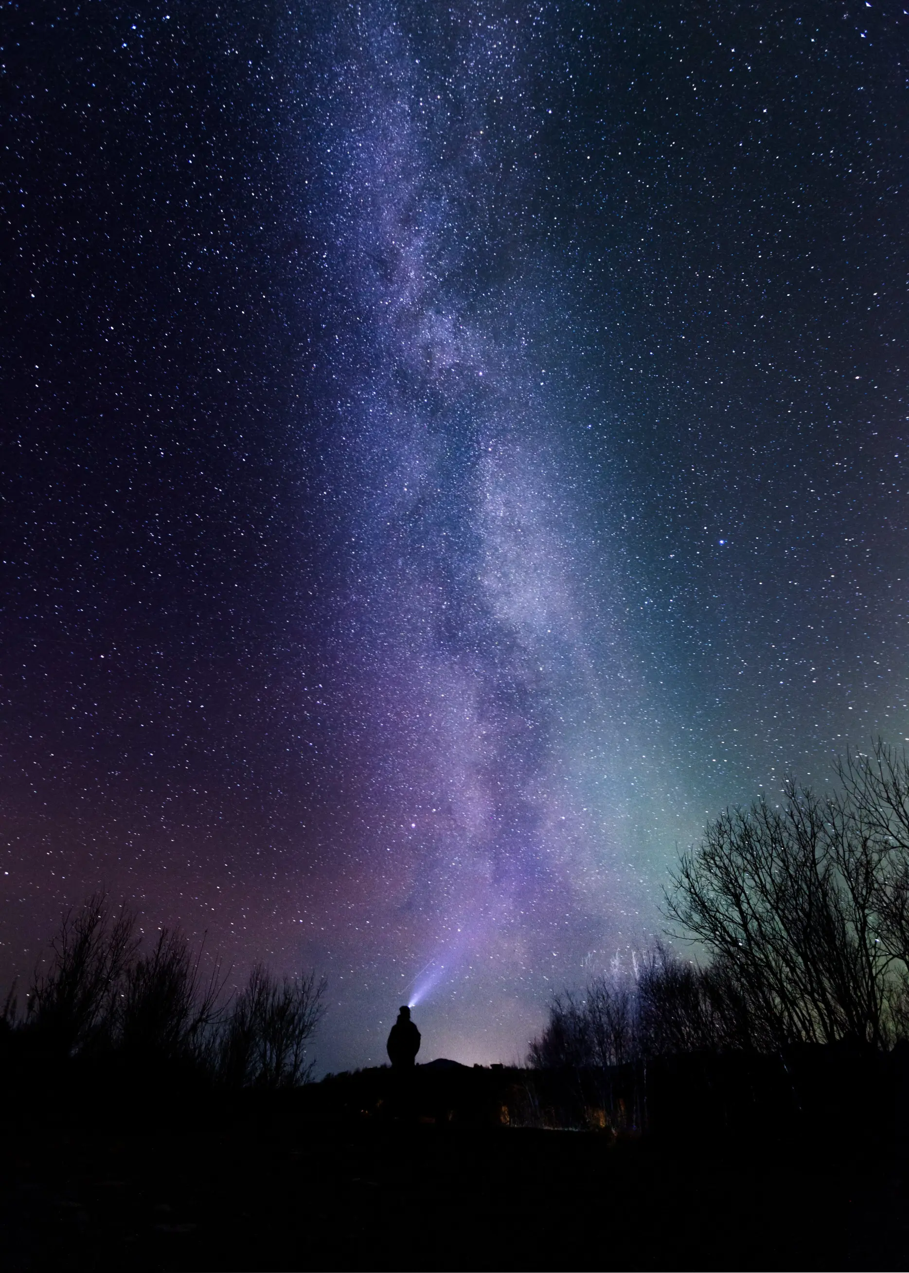 man looking at night sky